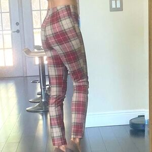 H&M Stylish Red and Beige Plaid Pants